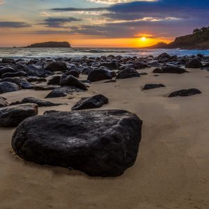 Stepping stones to the sunrise -Fingal Beach