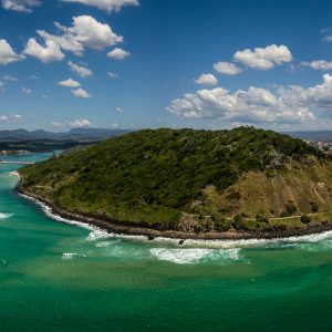 Aerial view of Burleigh Heads and Tallebudgerra Creek